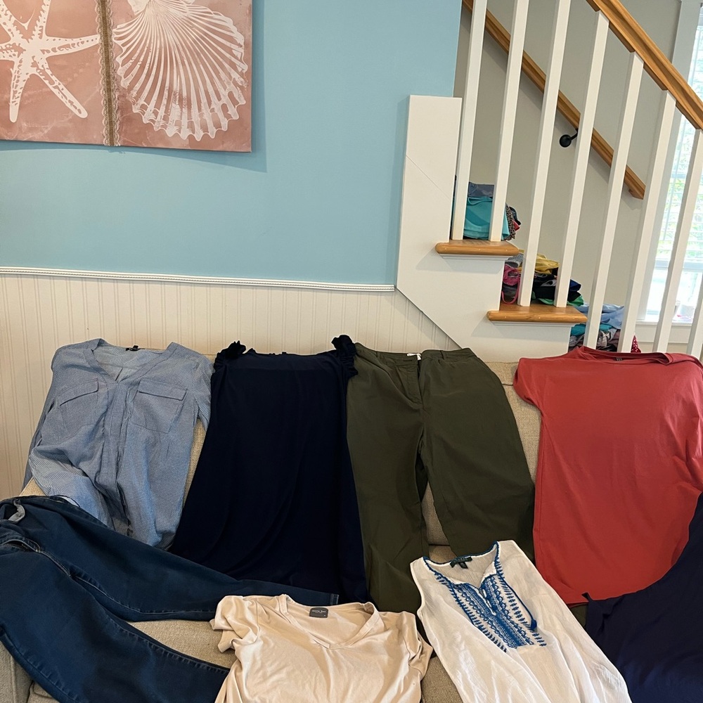 Nicole Miller Navy and Olive Mixed Tops Lot